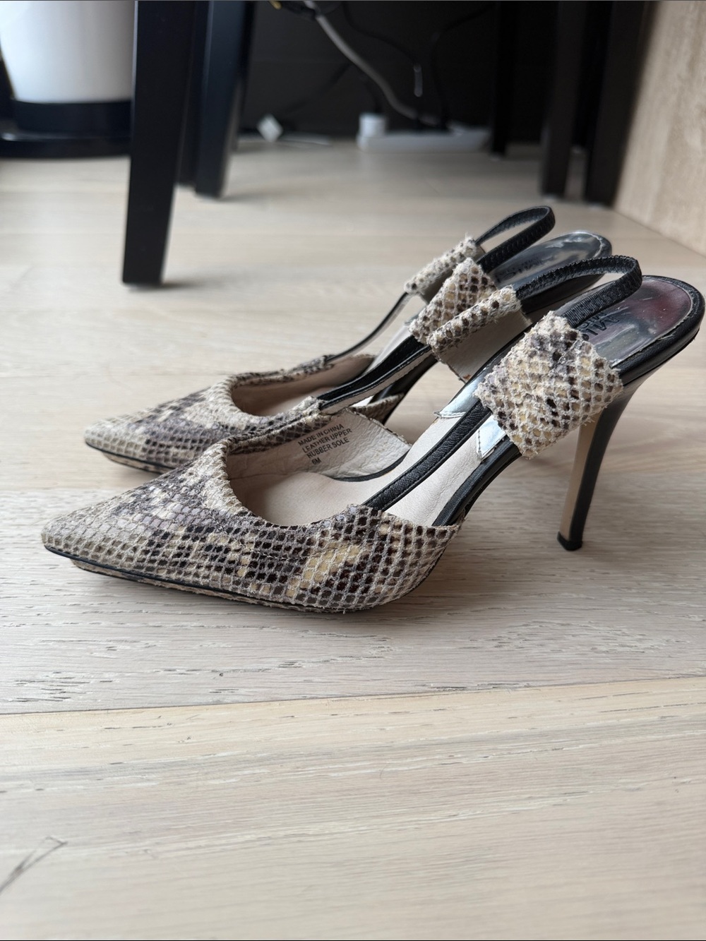 Michael Kors Neutral Python-Print Slingback Heels - Picture 2 of 6